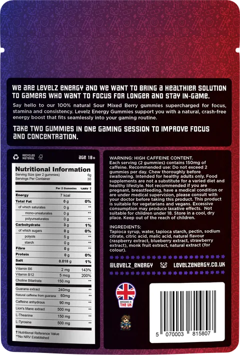 Sour Mixed Berry — Back of pouch