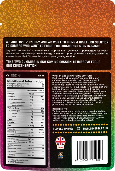Sour Tropical Fruit — Back of pouch